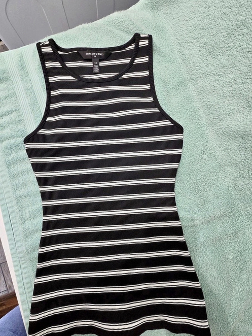 WHBMFORME Striped Tank Top in Black & White Size XS